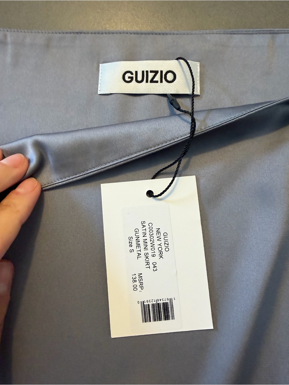 Danielle Guizio Gray Satin Mini Skirt - Picture 4 of 5